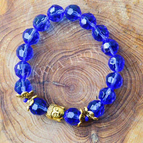 Blue Beaded Buddha Spiritual Bracelet - Picture 1 of 5